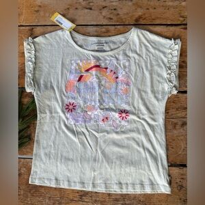 Lucky Brand Light Green Tee with Colorful Graphic